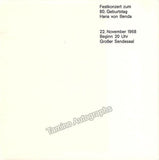 Benda, Hans von - Signed Program Berlin 1968