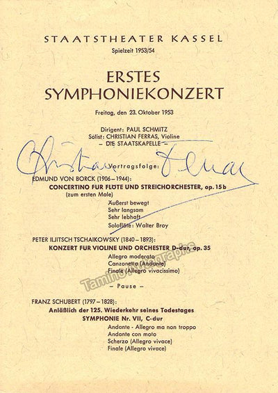 Ferras, Christian - Signed Program Kassel, Germany 1953