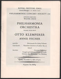 Fischer, Annie - Concert Program 1960 - Otto Klemperer