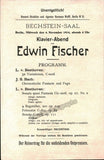 Fischer, Edwin - Lot of 15 Programs 1914-1951