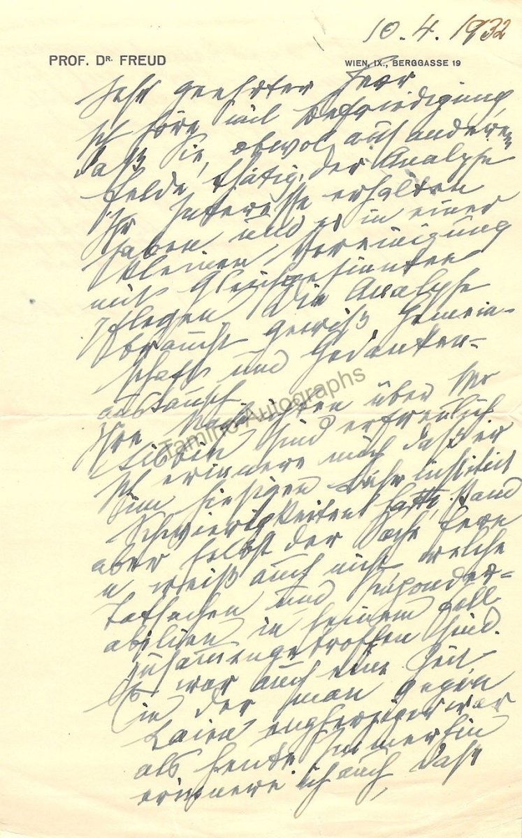 Freud, Sigmund - Autograph Letter Signed 1932 Freud, Sigmund - Autograph Letter Signed 1932