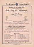 Imperial & Royal Court Opera, Vienna - 10 Playbill Lot 1904-1908