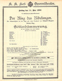 Mahler, Gustav - Hof-Operntheater - Set of Four Ring Opera Programs 1900