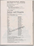 Metropolitan Opera - Inaugural Program New Opera House 1966, World Premiere of "Antony and Cleopatra" (Barber)