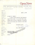 Metropolitan Opera - Lot of Typed Letters Signed From Managers and Staff