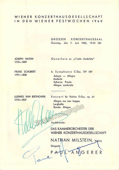 Milstein, Nathan - Angerer, Paul - Signed Program Vienna 1960