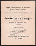 Monteux, Pierre - Concert Program Brussels 1930