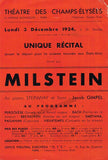 Nathan Milstein Concert - Playbill Music Paris 1934