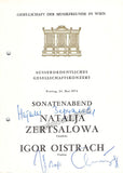 Oistrach, Igor - Zertsalova, Natalia - Signed Program Vienna 1974