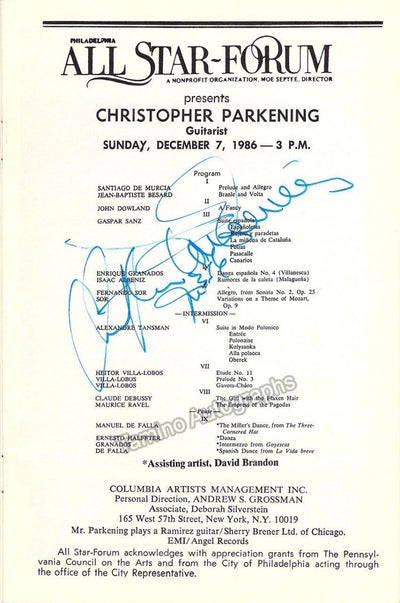 Parkening, Christopher - Signed Program Philadelphia 1986
