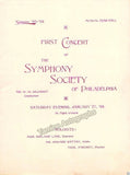 Philadelphia Symphony Society - Lot of 19 Unsigned Programs 1893-1901