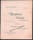 Philadelphia Symphony Society - Lot of 3 Programs 1896-1899