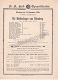 Imperial & Royal Court Opera, Vienna - 8 Playbill Lot 1898