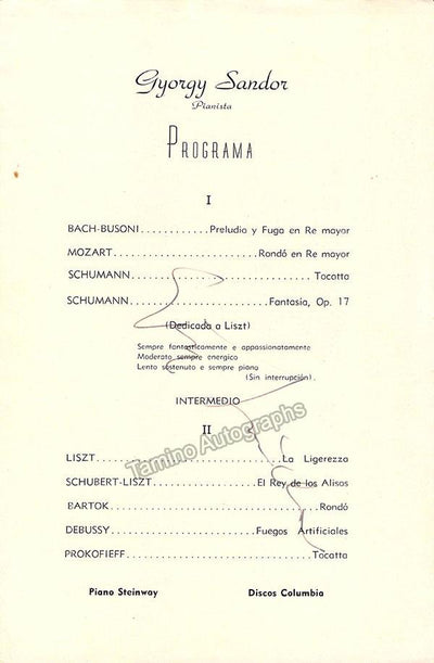 Sandor, Gyorgy - Signed Program Havana 1948