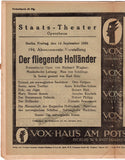Schillings, Max von - Concert Program Wagner Operas Berlin 1920-1924