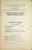 Sociedad Filarmonica Madrileña - Collection of 28 Vocal Concert Programs 1905-1929