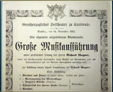 Wagner, Richard - Playbill Concert 1863 with Wagner Conducting his Own Music!