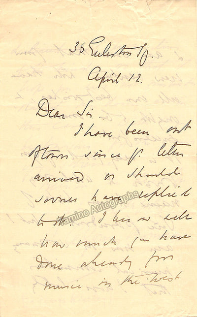 Goring Thomas, Arthur - Autograph Letter Signed & Score