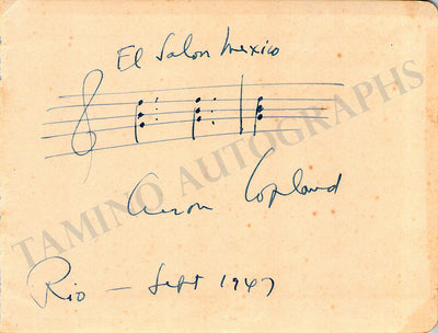 Copland, Aaron - Autograph Music Quote Signed 1947