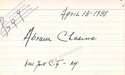 Chasins, Abram - Signed Card 1938