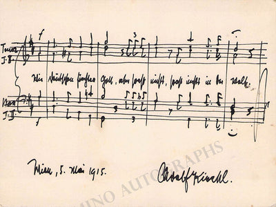 Kirchl, Adolf - Autograph Music Quote Signed 1915