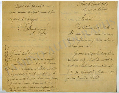 Belot, Adolphe - Autograph Letter Signed 1883