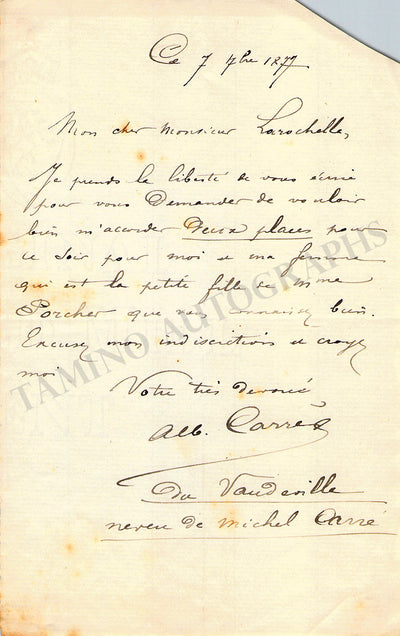 Carre, Albert - Autograph Letter Signed