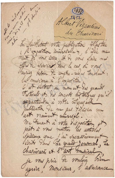 Vizentini, Albert - Autograph Letter Signed