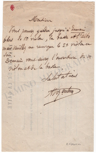 Vizentini, Albert - Autograph Note Signed