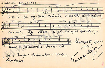 Tarnay, Alajos - Autograph Music Quote Signed 1925