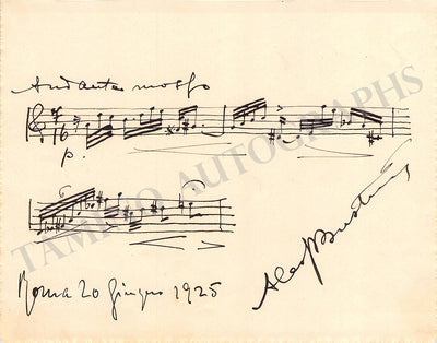 Bustini, Alessandro - Autograph Music Quote Signed 1925