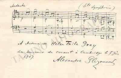 Glazunov, Alexander - Autograph Music Quote Signed