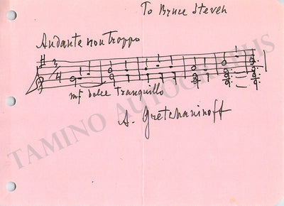 Gretchaninov, Alexander - Autograph Music Quote Signed