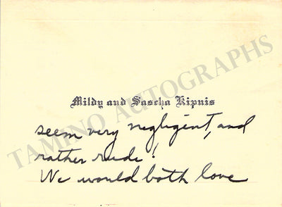 Kipnis, Alexander - Signed Greeting Card