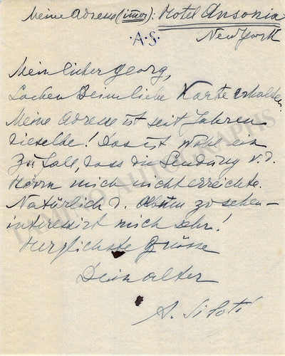 Siloti, Alexander - Autograph Letter Signed