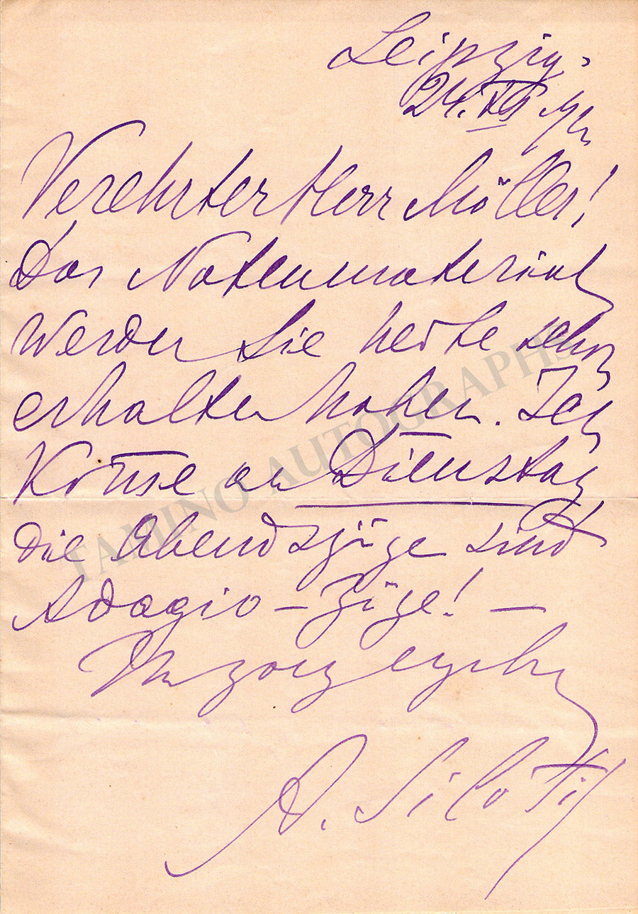 Siloti, Alexander - Autograph Letter Signed