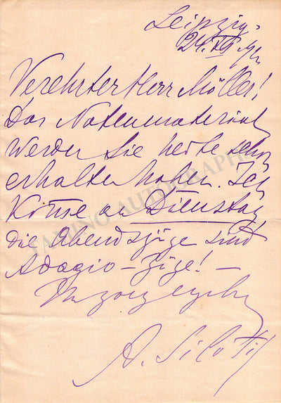 Siloti, Alexander - Autograph Letter Signed