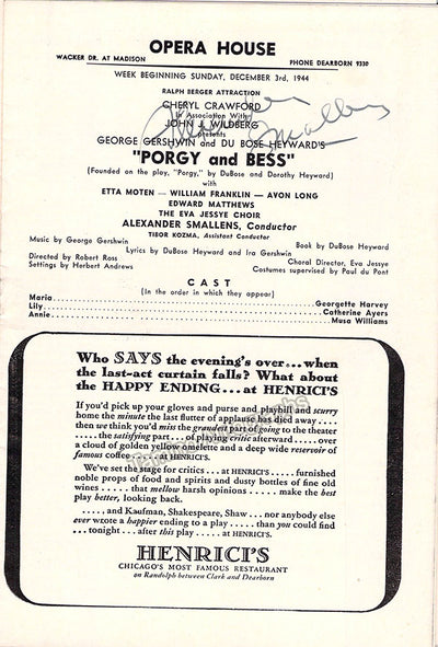 Smallens, Alexander - Signed Program Chicago 1944