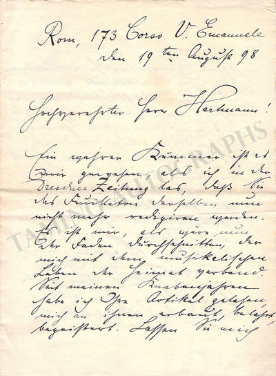 Fielitz, Alexander von - Autograph Letter Signed 1898