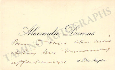 Dumas, Alexandre - Autograph Visiting Card 1895