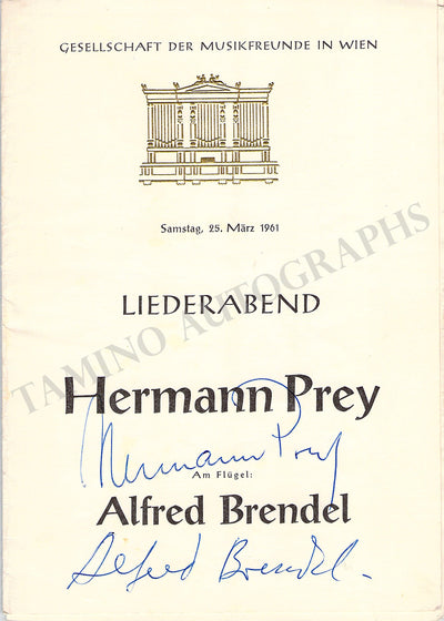 Brendel, Alfred - Prey, Hermann - Signed Program Vienna 1961