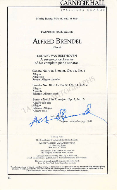 Pianists Signed Program Pages – Lot of 14