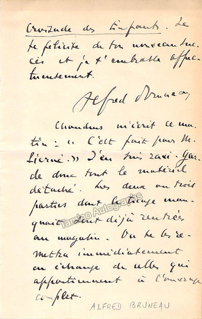 Bruneau, Alfred - Autograph Note Signed