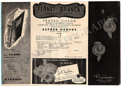 Cortot, Alfred - Concert Program Teatro Colon 1952