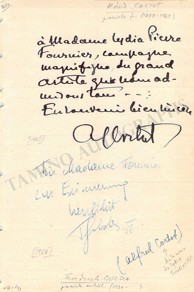 Cortot, Alfred - Autograph Manuscripts (Various Options)