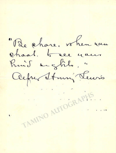 Lewis, Alfred Henry - Signed Album Page