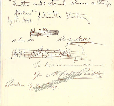Piatti, Alfredo - Halle, Charles - 2 Autograph Musical Quotes Signed
