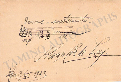 Cor De Las, Alonso - Autograph Music Quote 1923
