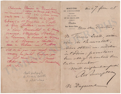 De Beauplan, Amedee - Autograph Letter Signed 1878