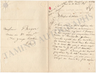 De Beauplan, Amedee - Set of 2 Autograph Letter Signed